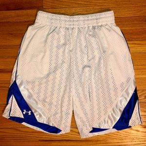 Under Armour Basketball Shorts Blue & White, Large